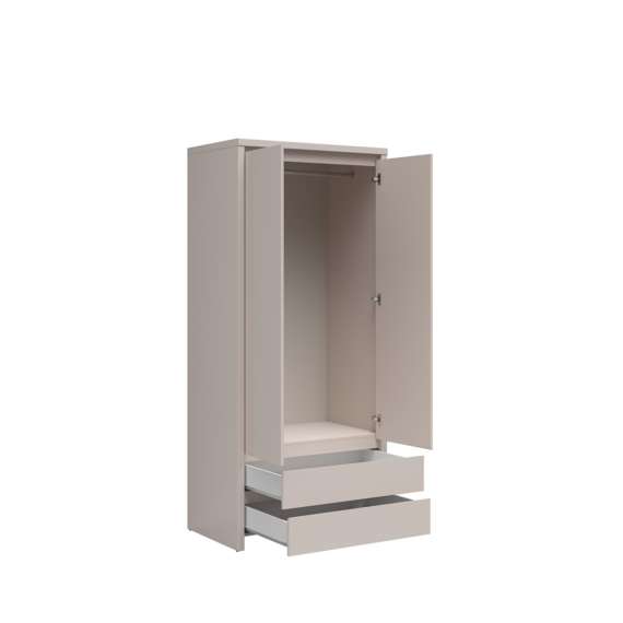 Garderobeskap KASPIAN 90x200 cm - cashmere - 2 dører - 2 skuffer