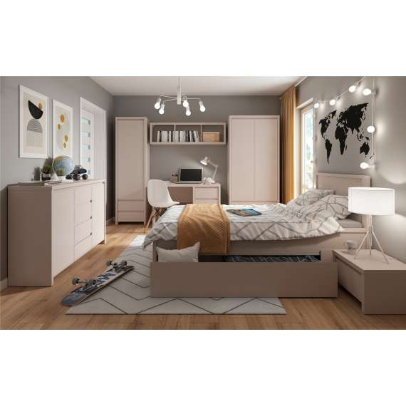 Garderobeskap KASPIAN 90x200 cm - cashmere - 2 dører - 2 skuffer