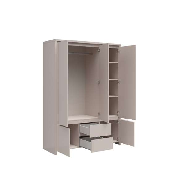 Garderobeskap KASPIAN 154x200 cm - cashmere - 5 dører - 2 skuffer