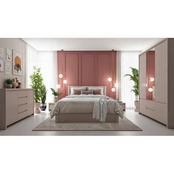 Garderobeskap KASPIAN 154x200 cm - cashmere - 5 dører - 2 skuffer