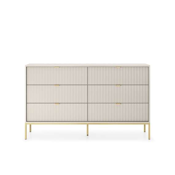 Kommode Nova 154x83 cm - cashmere matt - 6 skuffer