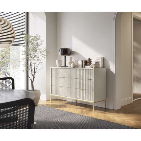 Kommode Nova 154x83 cm - cashmere matt - 6 skuffer