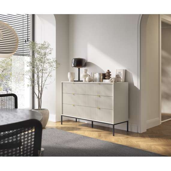 Kommode Nova 154x83 cm - cashmere matt - 6 skuffer