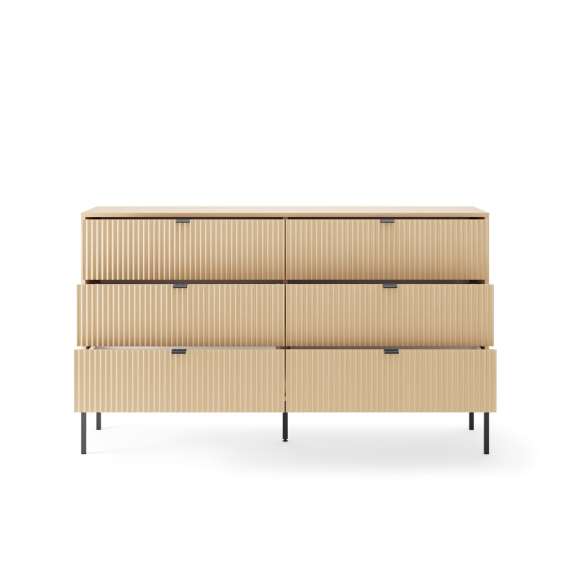 Kommode Nova 154x83 cm - eik - 6 skuffer