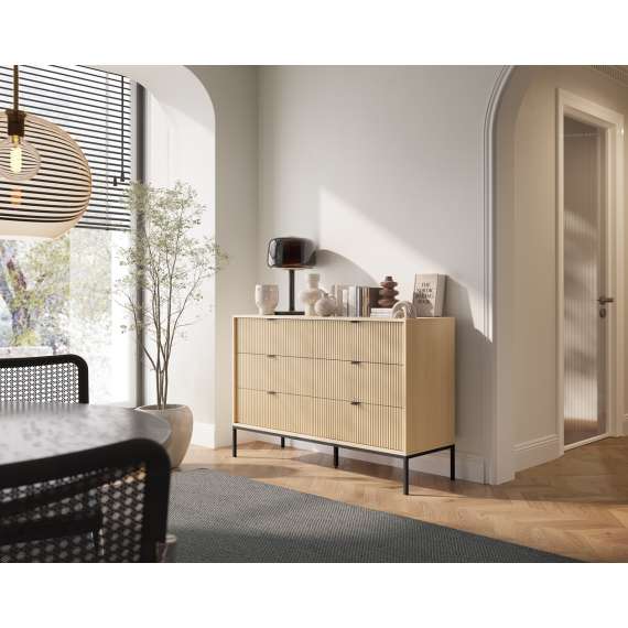 Kommode Nova 154x83 cm - eik - 6 skuffer