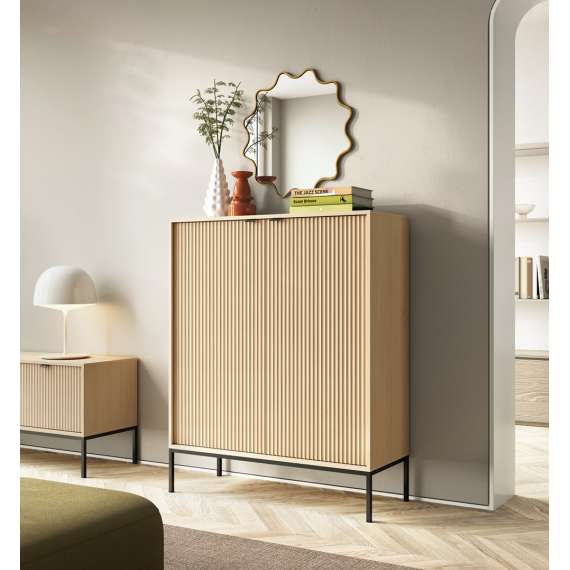 Skap Nova 104x125 cm - eik - 2 dører - høye ben