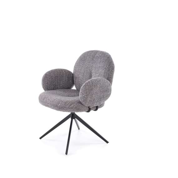 Stol GIORGIO - grå stoff - svingbar - svart bein