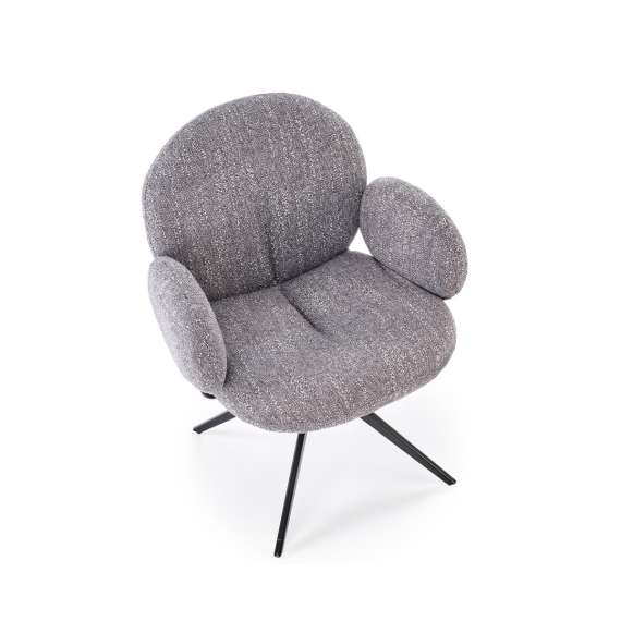 Stol GIORGIO - grå stoff - svingbar - svart bein