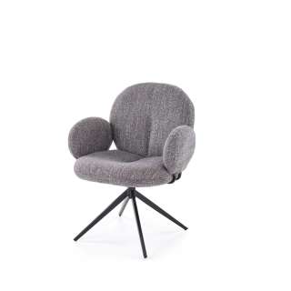 Stol GIORGIO - grå stoff - svingbar - svart bein