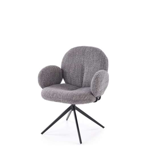 Stol GIORGIO - grå stoff - svingbar - svart bein
