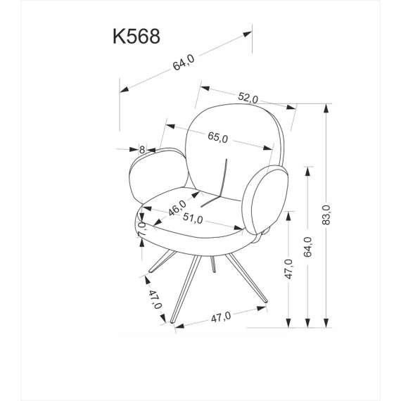 Stol GIORGIO - beige stoff - svingbar - svart bein