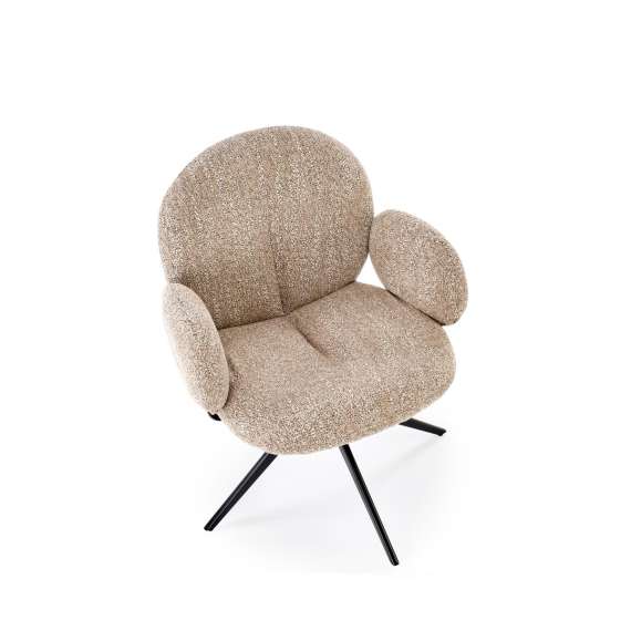 Stol GIORGIO - beige stoff - svingbar - svart bein