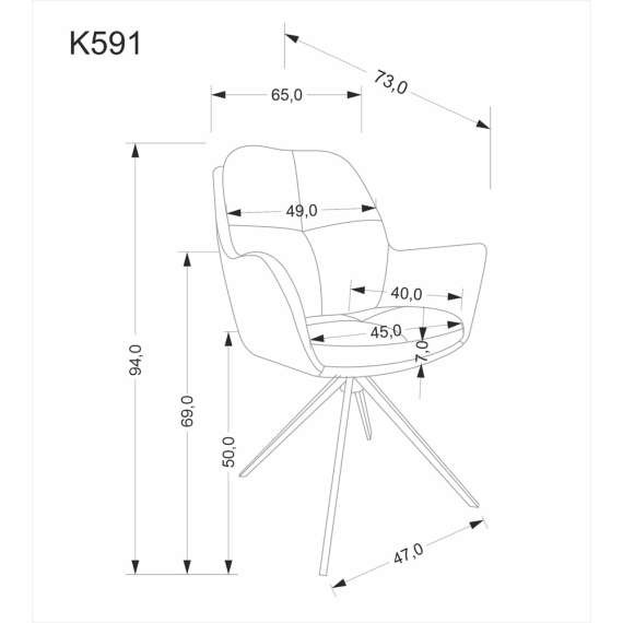 Stol ARTOS - brun stoff - svingbar - svart bein