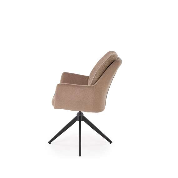 Stol ARTOS - brun stoff - svingbar - svart bein