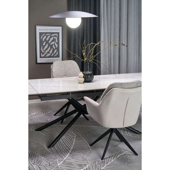 Stol ARTOS - lys grå stoff - svingbar - svart bein