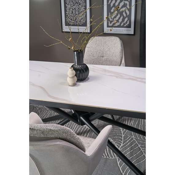 Stol ARTOS - lys grå stoff - svingbar - svart bein