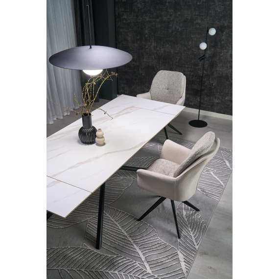 Stol ARTOS - lys grå stoff - svingbar - svart bein