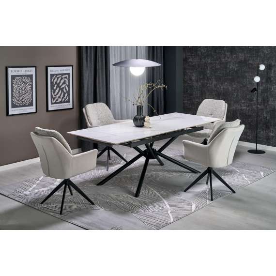 Stol ARTOS - lys grå stoff - svingbar - svart bein