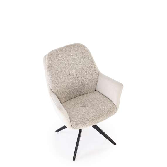 Stol ARTOS - lys grå stoff - svingbar - svart bein