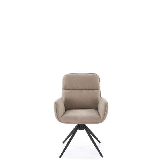 Stol RABEA - mørk beige stoff - svingbar - svart bein