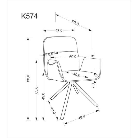 Stol RABEA - mørk beige stoff - svingbar - svart bein