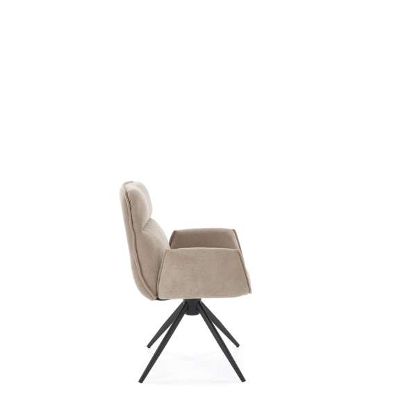 Stol RABEA - mørk beige stoff - svingbar - svart bein