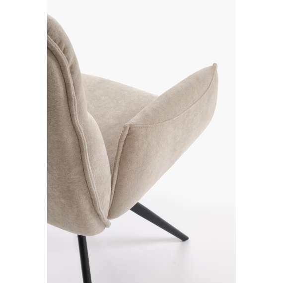 Stol RABEA - mørk beige stoff - svingbar - svart bein