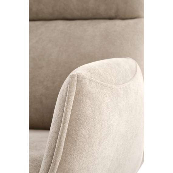 Stol RABEA - mørk beige stoff - svingbar - svart bein