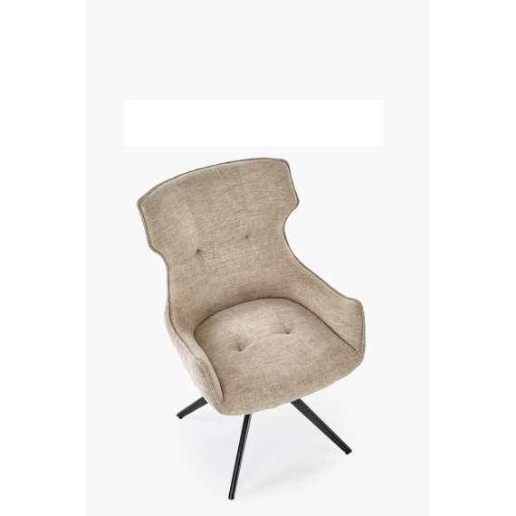 Stol RICKE - beige stoff - svingbar - svart bein