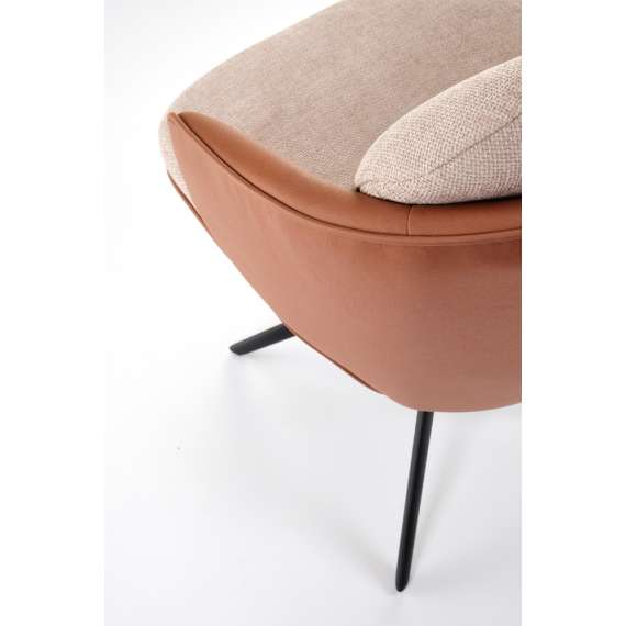 Stol MIRO - beige stoff - brun imitert skinn - svingbar - svart bein