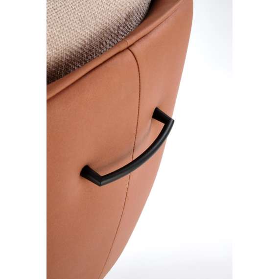 Stol MIRO - beige stoff - brun imitert skinn - svingbar - svart bein