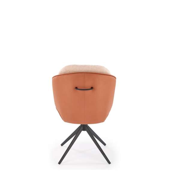 Stol MIRO - beige stoff - brun imitert skinn - svingbar - svart bein