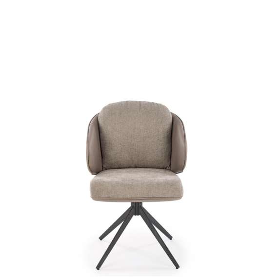 Stol MIRO - lys grå stoff - grå imitert skinn - svingbar - svart bein