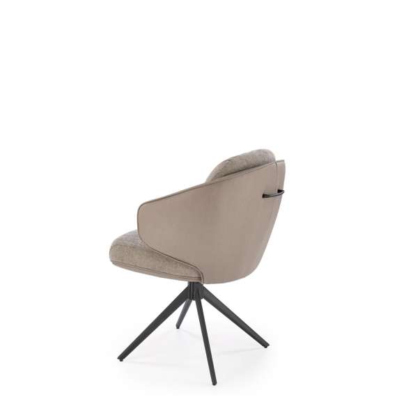 Stol MIRO - lys grå stoff - grå imitert skinn - svingbar - svart bein