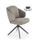 Stol MIRO - lys grå stoff - grå imitert skinn - svingbar - svart bein