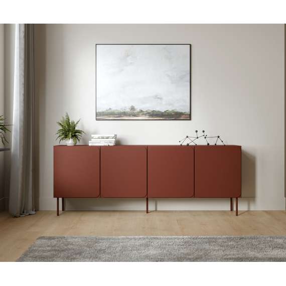 Skjenk RAFAEL 200x75cm - rød tuson - 4 dører