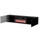 Vegghengt tv-benk LARA med elektrisk svart peis - 183x37 cm