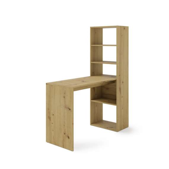 Skrivebord med reol HARMONY - 120x50x150 cm - eik artisan