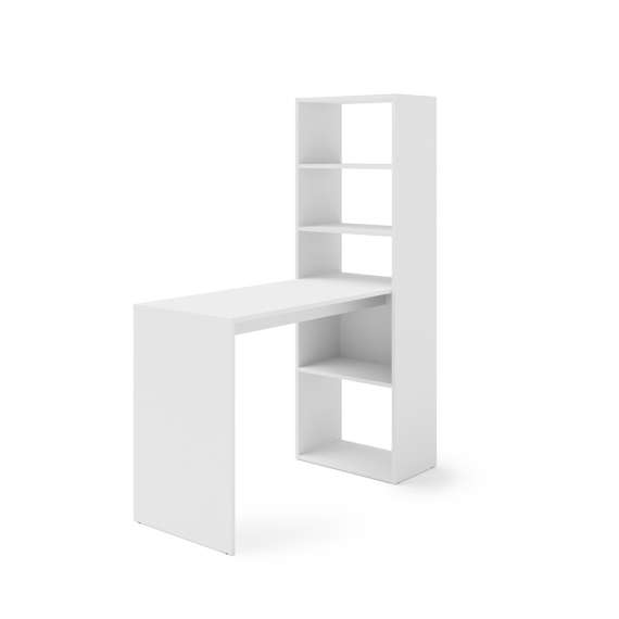 Skrivebord med reol HARMONY - 120x50x150 cm - hvit matt