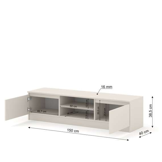 Tv-benk MAIA 159x39 cm - cashmere - 2 dører