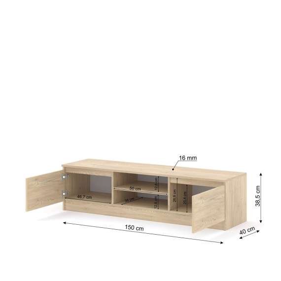 Tv-benk MAIA 150x39 cm - eik cremona - 2 dører