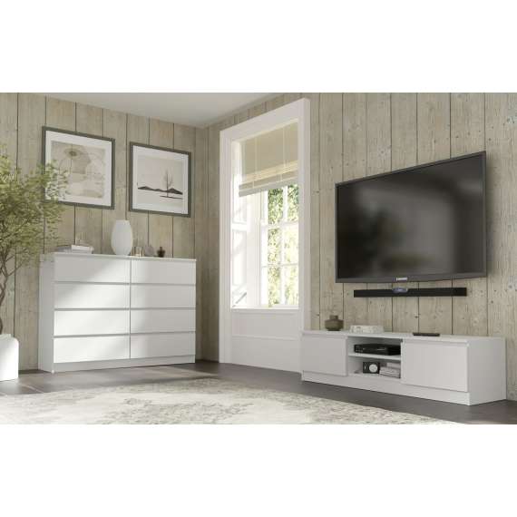 Tv-benk MAIA 150x39 cm - hvit matt - 2 dører