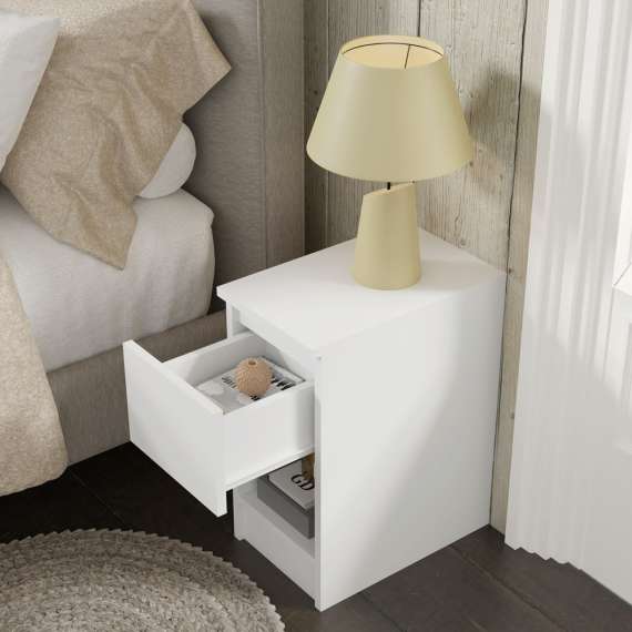 Nattbord MAIA 25x51 cm - hvit matt - 1 skuff