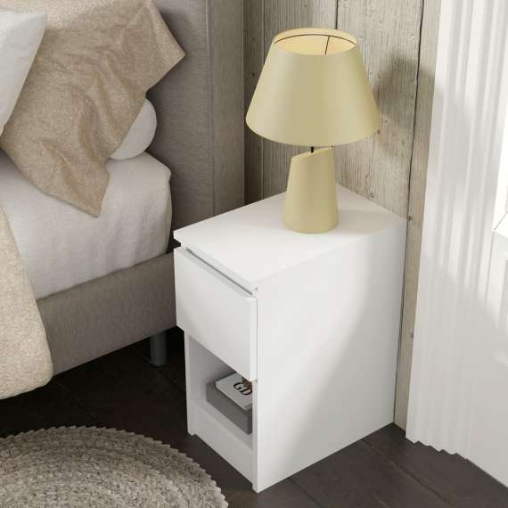 Nattbord MAIA 25x51 cm - hvit matt - 1 skuff