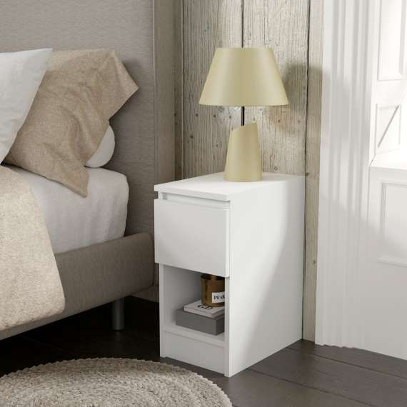 Nattbord MAIA 25x51 cm - hvit matt - 1 skuff