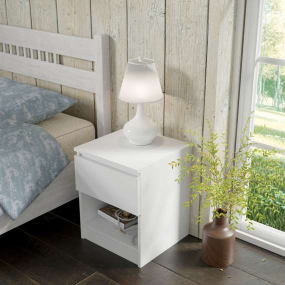 Nattbord MAIA 40x51 cm - hvit matt - 1 skuff