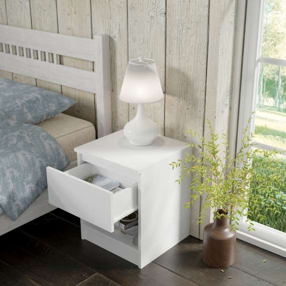 Nattbord MAIA 40x51 cm - hvit matt - 1 skuff