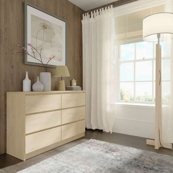 Kommode MAIA 120x80 cm - eik cremona - 6 skuffer