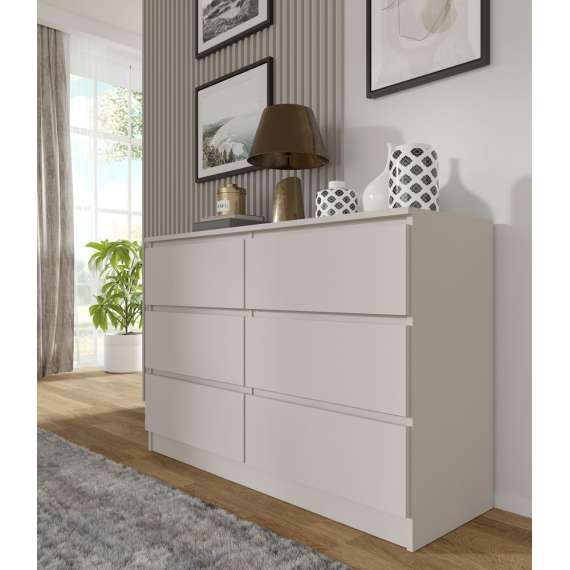 Kommode MAIA 120x80 cm - cashmere - 6 skuffer