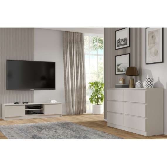 Kommode MAIA 120x80 cm - cashmere - 6 skuffer